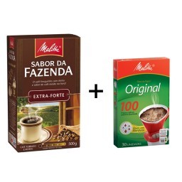 Kit MELITTA com Café à Vácuo Torrado e Moído Extra Forte Sabor da Fazenda  Caixa 500g  +  Coador de 