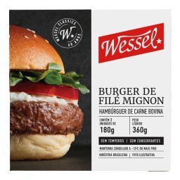 Hambúrguer de Carne Bovina Filé Mignon Wessel Caixa 360g 2 Unidades