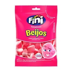 Bala de Gelatina Beijos Sabor Morango FINI Pacote 90g