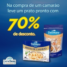 Kit Camarão Cozido Congelado sem Casca 36/50 DELLMARE Pacote 400g e Risoto de Camarão DELLMARE 340g