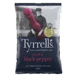 Batata Frita com Sal Marinho e Pimenta do Reino TYRRELLS Pacote 150g