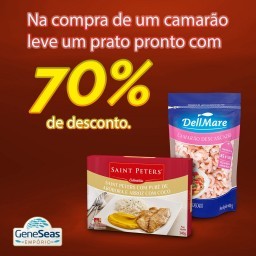 Kit Camarão Descascado Cozido Congelado 85/100 DellMare 400g e Saint Peters com Purê de Abóbora e Ar