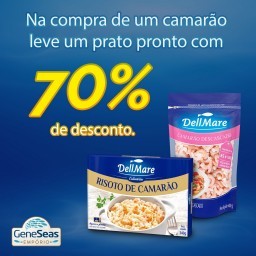 Kit Camarão Descascado Cozido Congelado 85/100 DellMare 400g e  Risoto de Camarão DELLMARE 340g