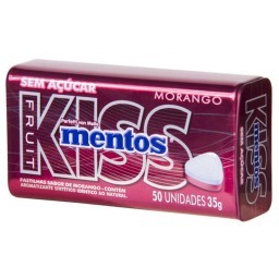 Pastilhas Sabor Morango MENTOS Kiss Fruit 35g com 50 Unidades