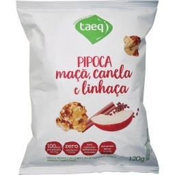 Pipoca Pronta TAEQ Sabor Maçã, Canela E Linhaça Pacote 120g