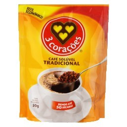 Café Solúvel Granulado Tradicional 3 CORAÇÕES Refil 50g