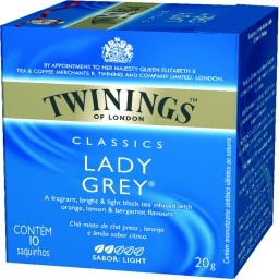 Chá Inglês Preto Lady Grey TWININGS Caixa 20g com 10 Saquinhos