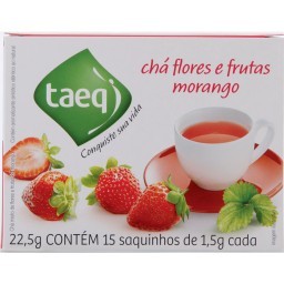 Chá de Flores e Frutas Sabor Morango TAEQ 22,5g com 15 Saquinhos