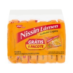 Pack De Macarrão Instantâneo NISSIN LÁMEN Sabor Galinha Caipira Pacote 510g Com 6 Unidades