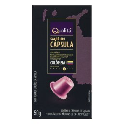 Café em Cápsula Torrado e Moído Colômbia 100% Arábica Qualitá Gourmet Caixa 50g 10 Unidades de 5g Ca