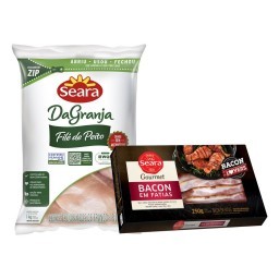 Filé de peito DaGranja IQF 1kg + Bacon fatias Seara Gourmet 250g