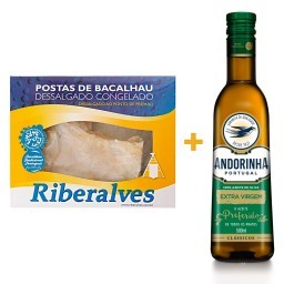 Azeite Português de Oliva Extra Virgem ANDORINHA Vidro 500ml + Posta de Bacalhau Dessalgado Congelad