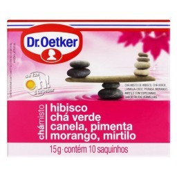 Chá Verde, Hibisco, Canela, Pimenta, Morango e Mirtilo Dr. Oetker Caixa 15g 10 Unidades