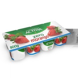 Activia Polpa Zero Lactose Morango 800g 8 unidades