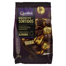 Biscoitos Sortidos Cobertura Sabor Chocolate Amargo QUALITÁ 280g