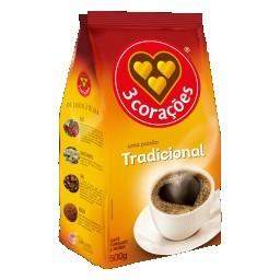 Café Torrado e Moído Tradicional 3 CORAÇÕES Pacote 500g