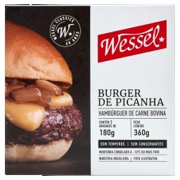 Hambúrguer De Carne Bovina Picanha WESSEL Caixa 360g Com 2 Unidades