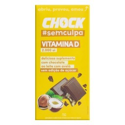 Suplemento Alimentar Tablete Chocolate ao Leite com Avelã Chock Vitamina D Caixa 75g