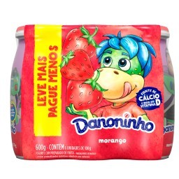 Pack Iogurte Parcialmente Desnatado Morango Danoninho Frasco 600g