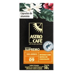 Café em Cápsula Torrado e Moído Supremo Astro Café Caixa 50g 10 Unidades