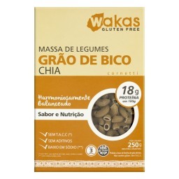 Macarrão de Grão-de-Bico com Chia Cornetti sem Glúten Wakas Caixa 250g	