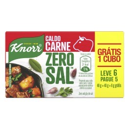 Caldo Tabletes Carne Knorr Zero Sal Caixa 48g Leve 6 Pague 5 Unidades